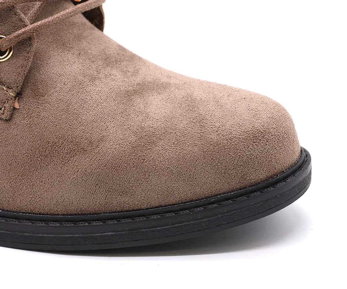 beige suede lace-up boot