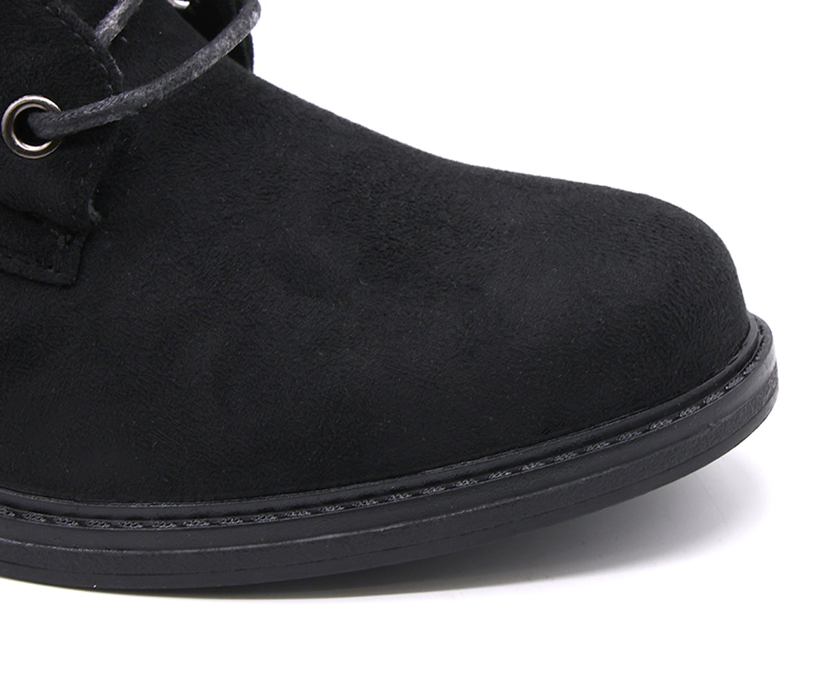 black suede lace-up boot