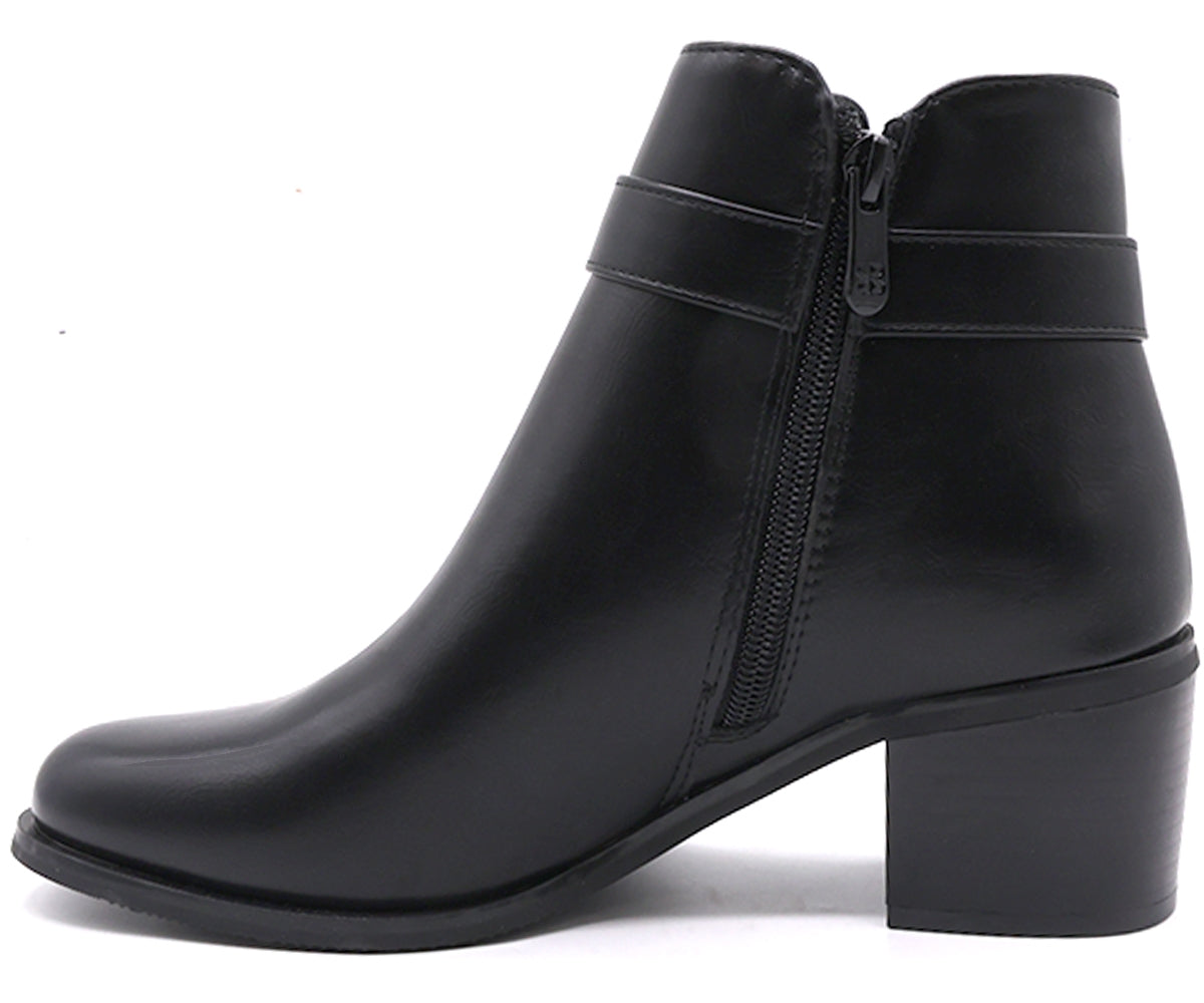 black chained ankle boot