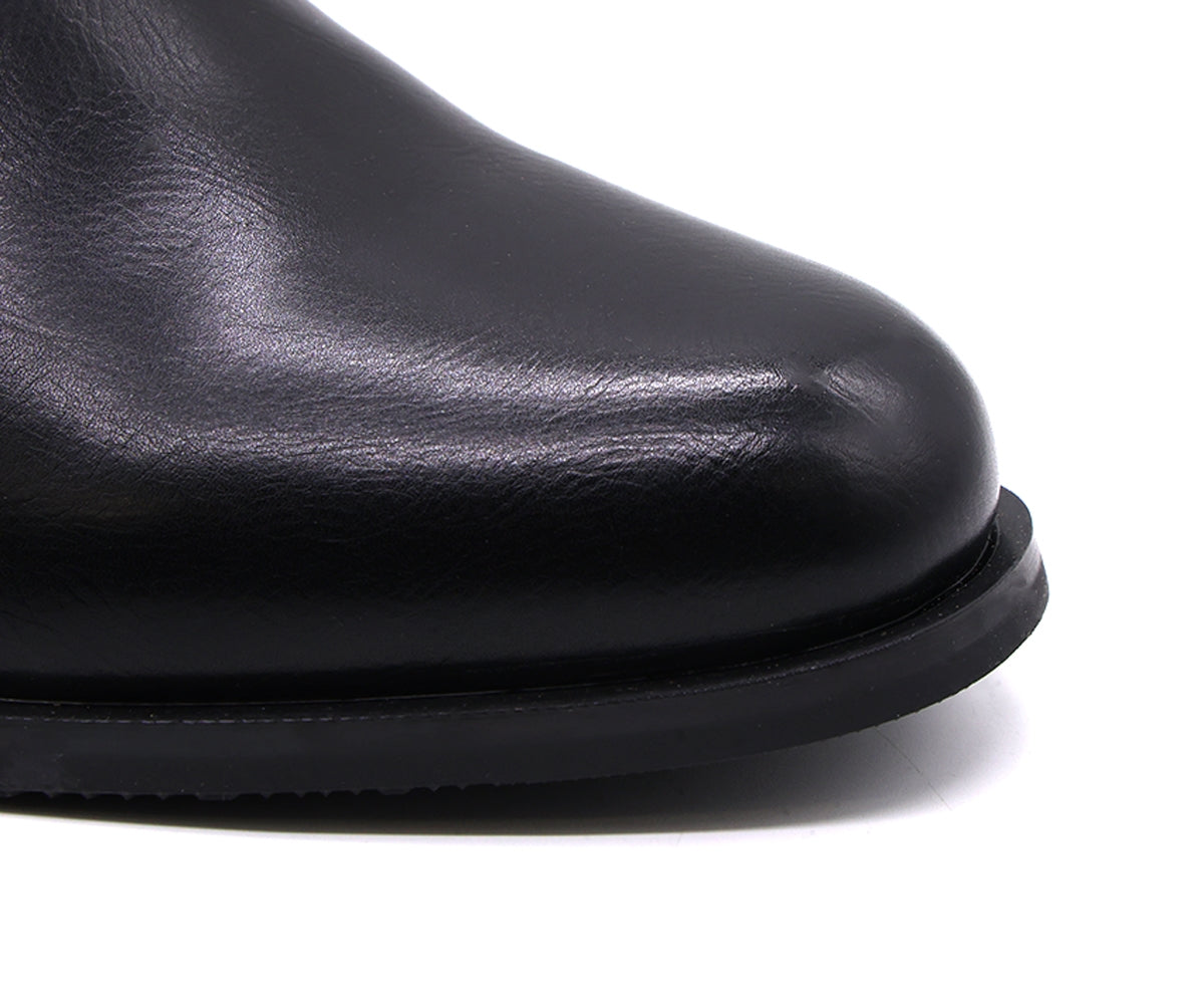 black chained ankle boot