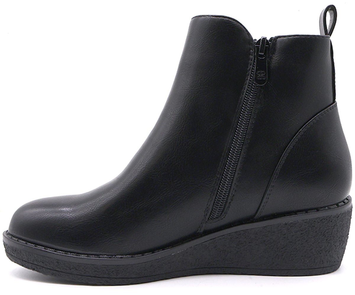 black comfort wedge boots