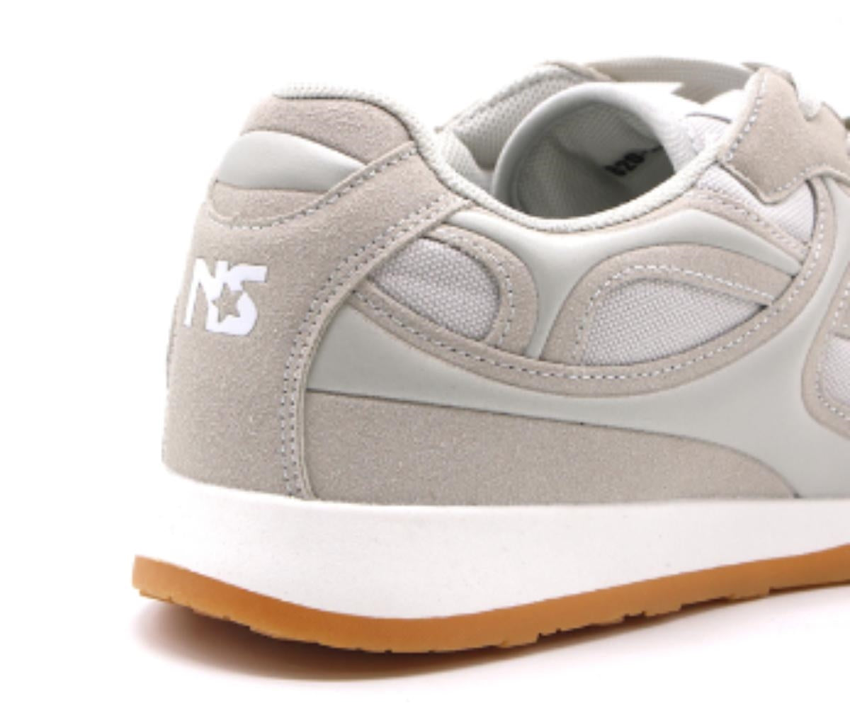 grey panelled gum sneakers
