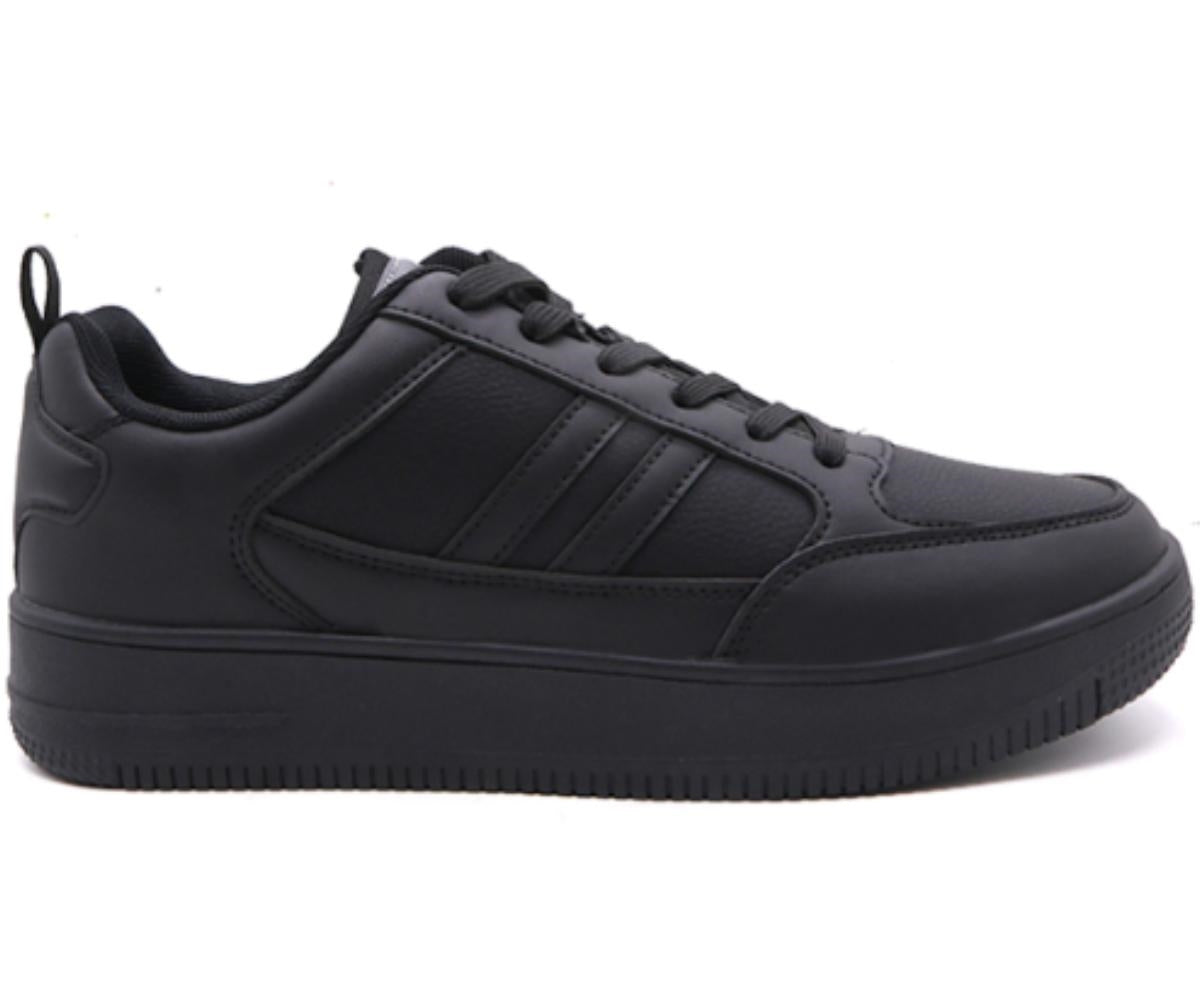 all black low-top sneakers