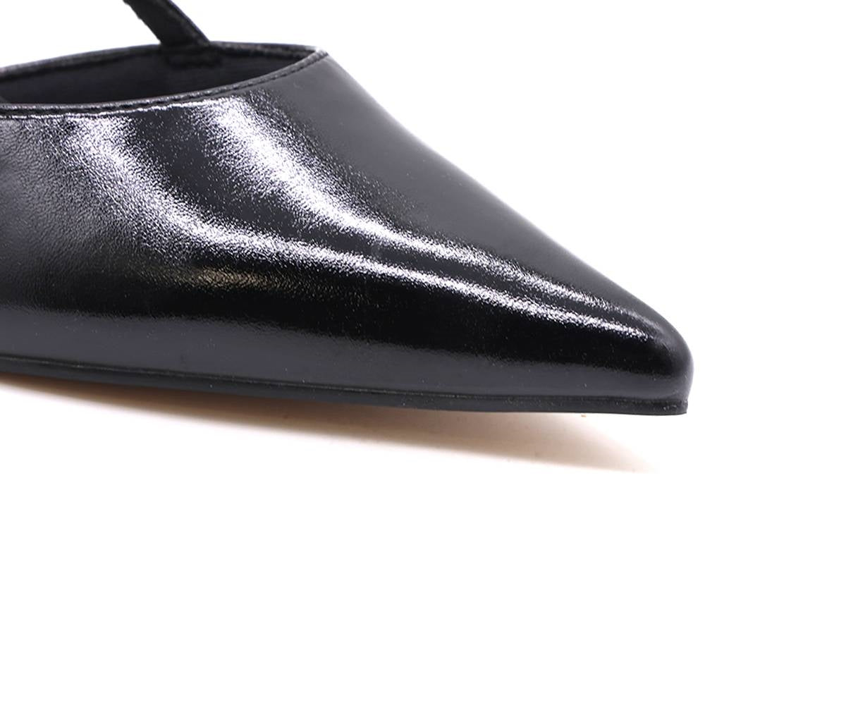 black sheen slingbacks