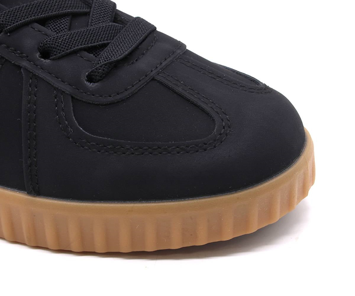 black nubuck gum sneakers