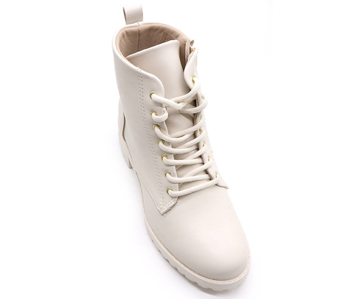 br cream lace-up boot