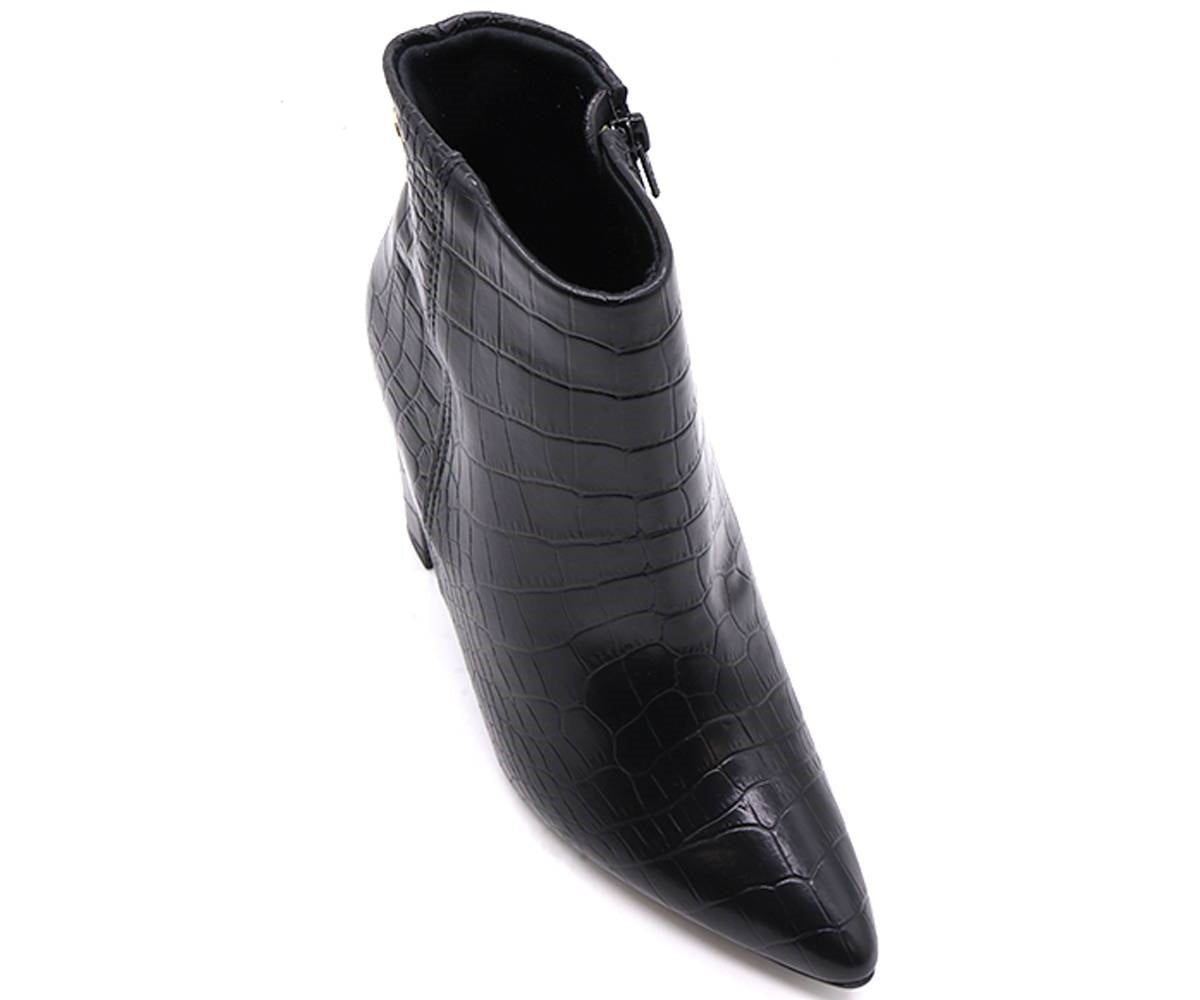 br high black croc ankle boots