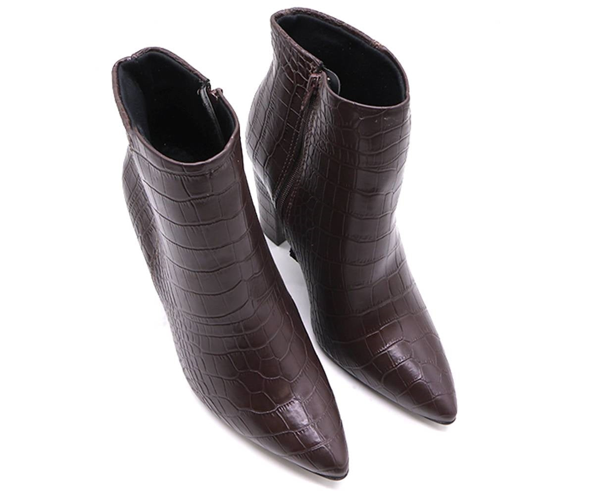 br high brown croc ankle boots