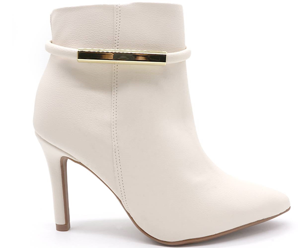 br high cream gold bar booties