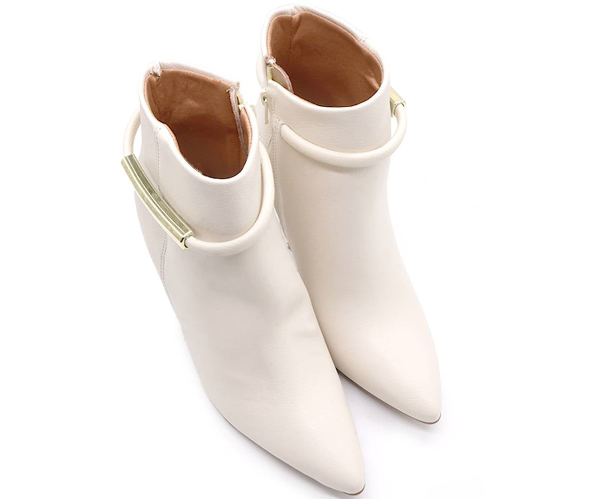 br high cream gold bar booties