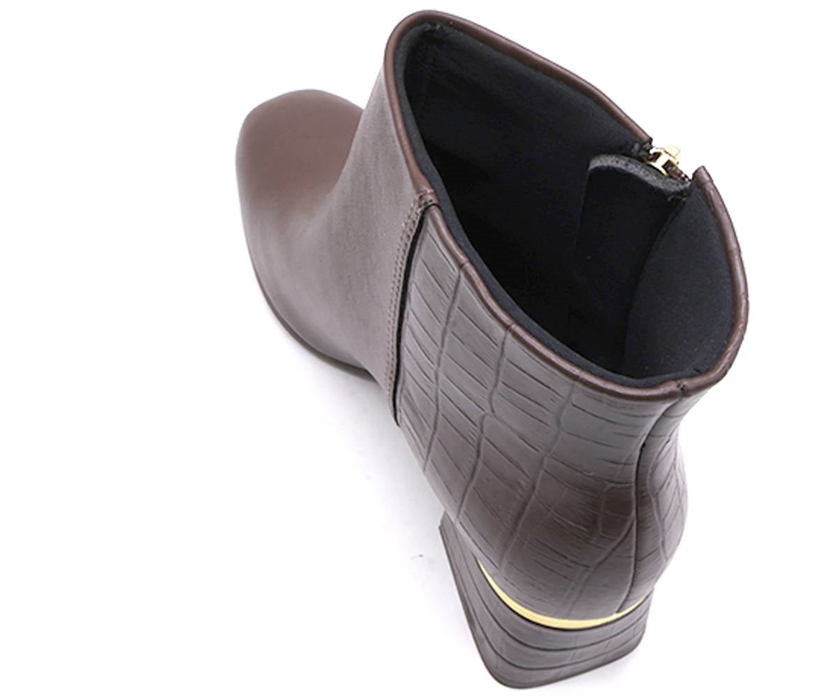 br brown croc panelled ankle boots