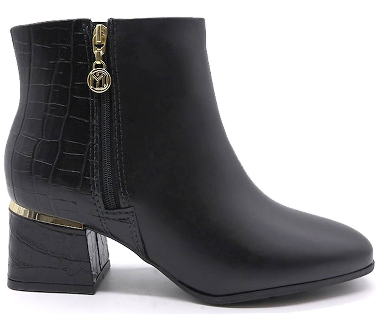 br black croc panelled ankle boots