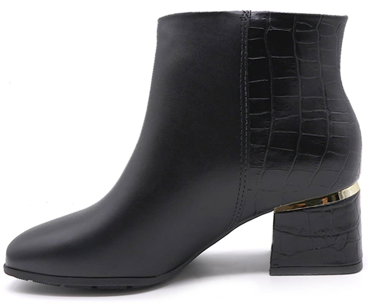 br black croc panelled ankle boots