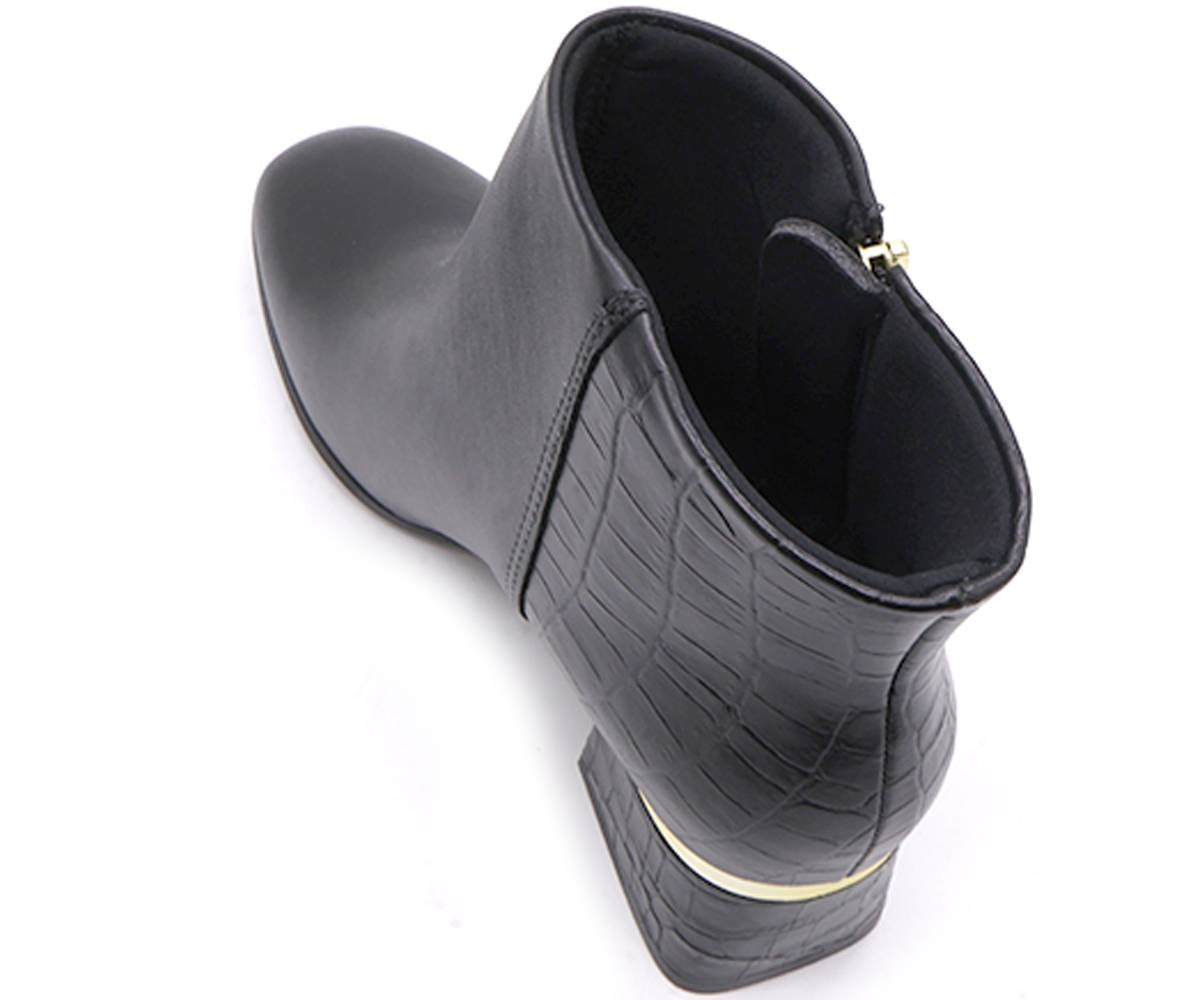 br black croc panelled ankle boots