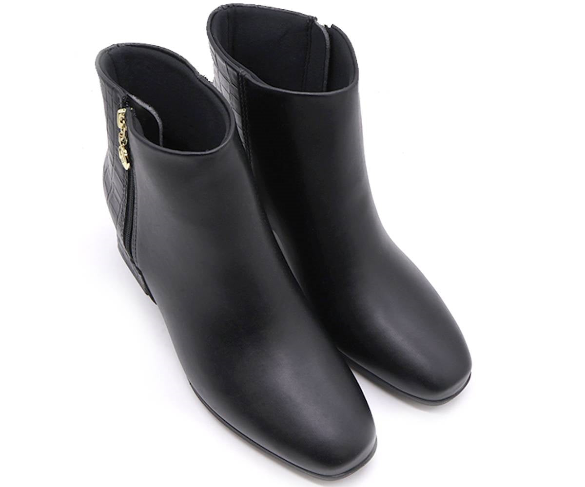 br black croc panelled ankle boots