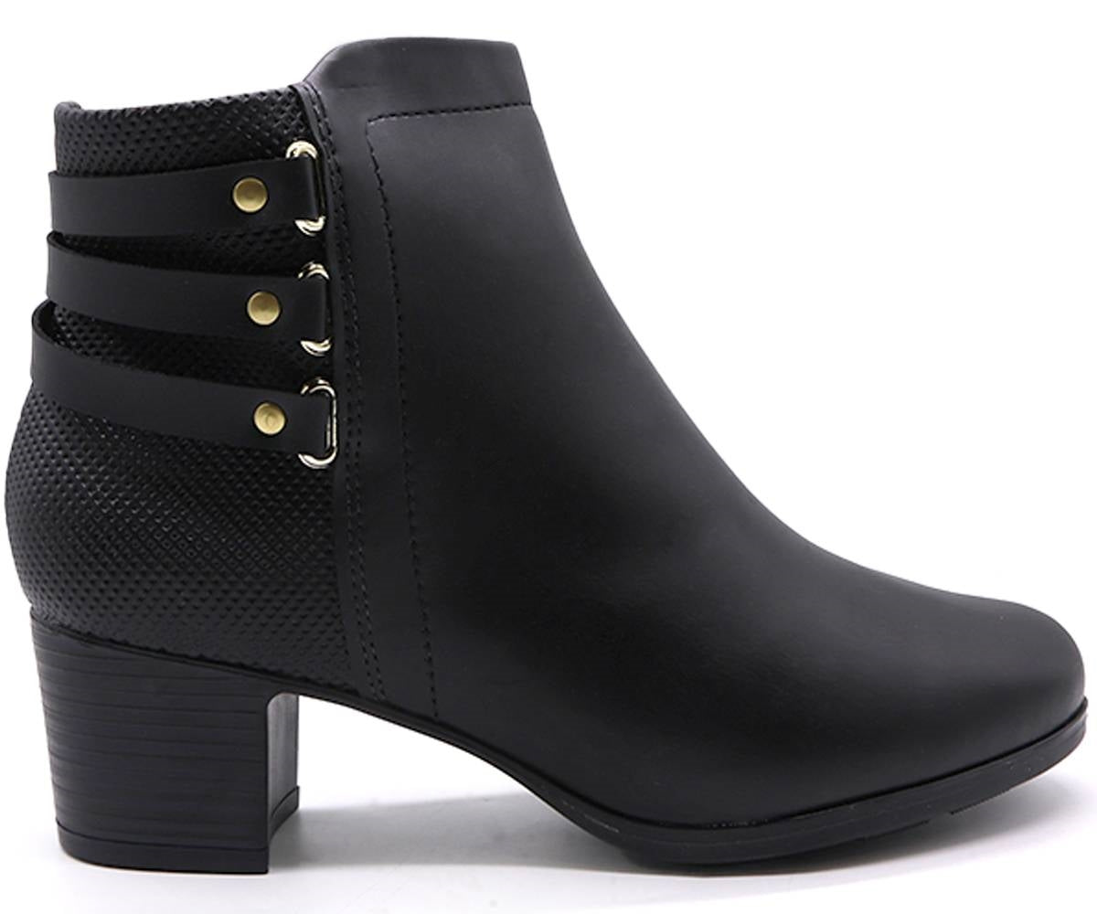 br black buckled ankle boots