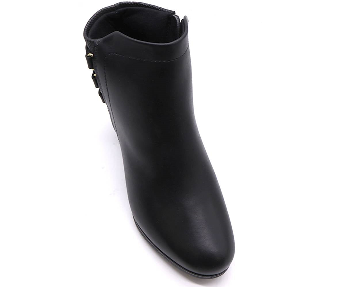 br black buckled ankle boots