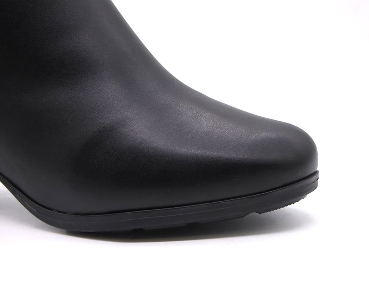 br black buckled ankle boots