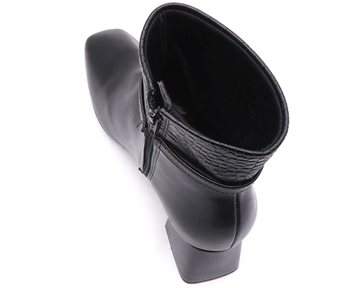 br black croco cuff boot
