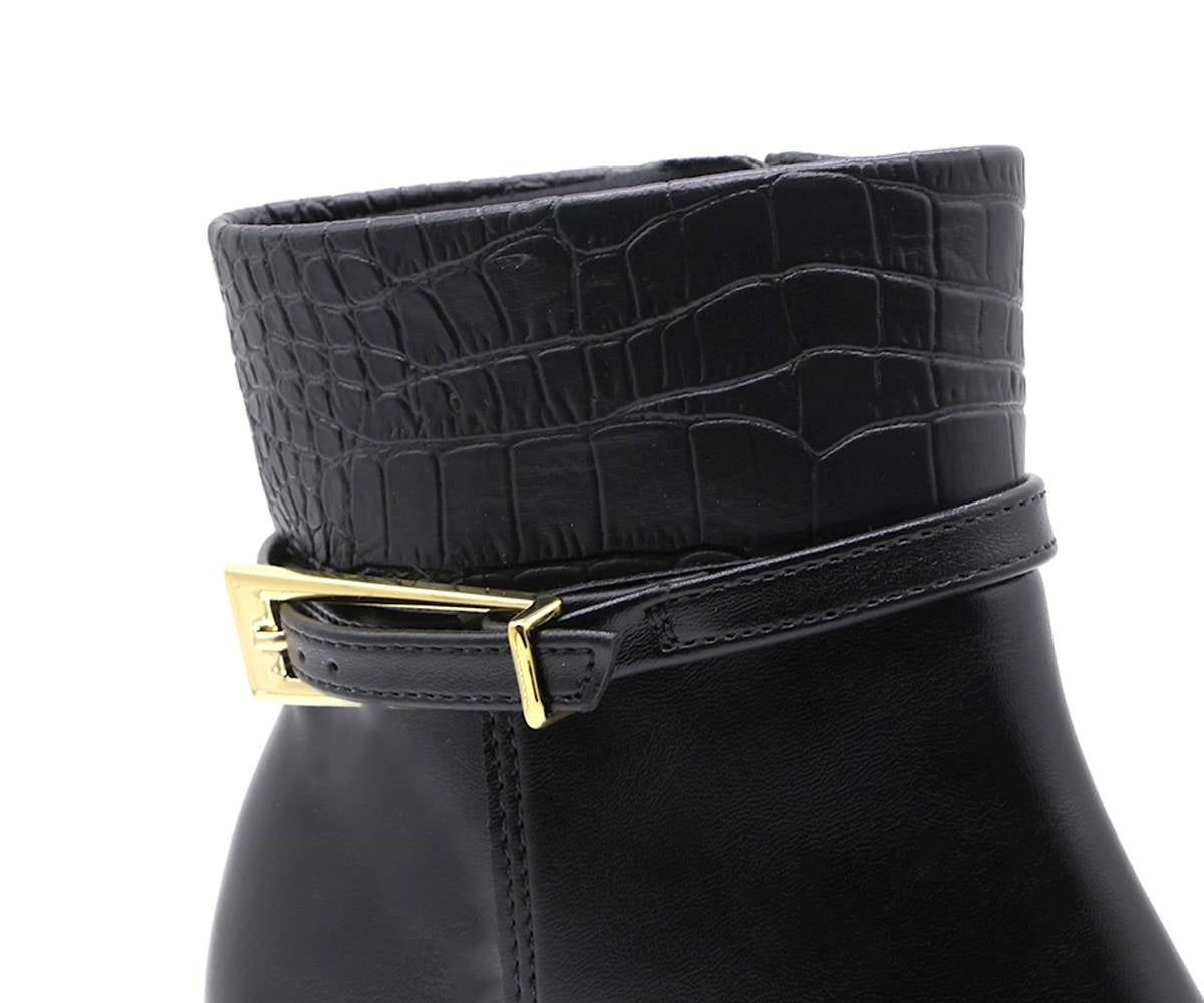 br black croco cuff boot