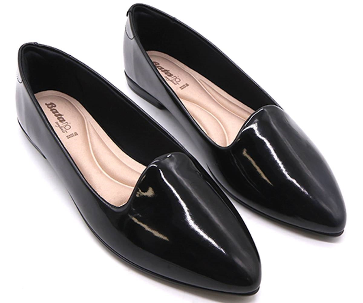 br black glossy pointy ballerina
