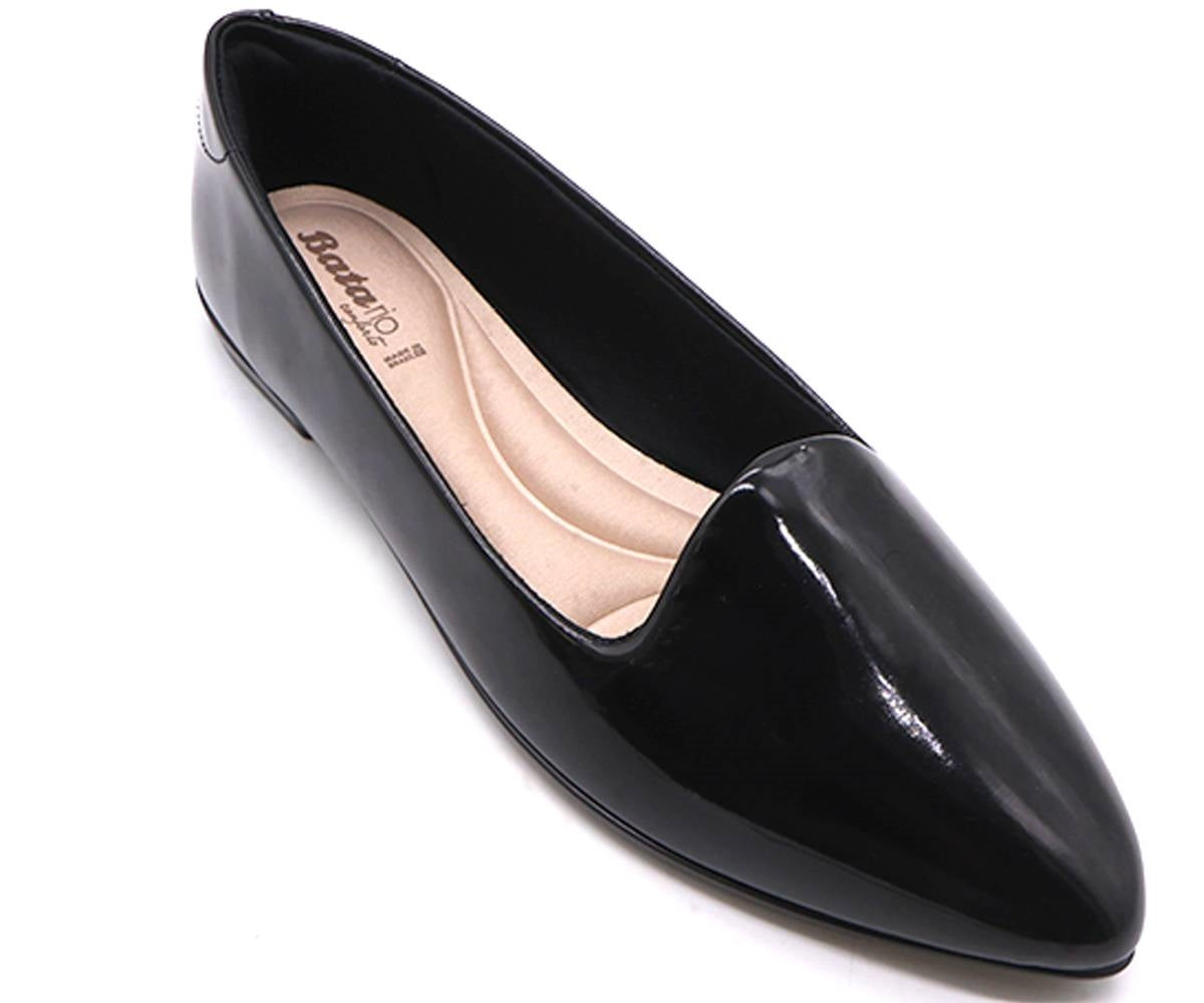 br black glossy pointy ballerina