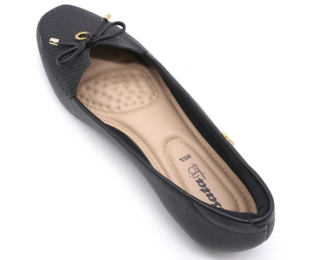 br comfy black textured flats
