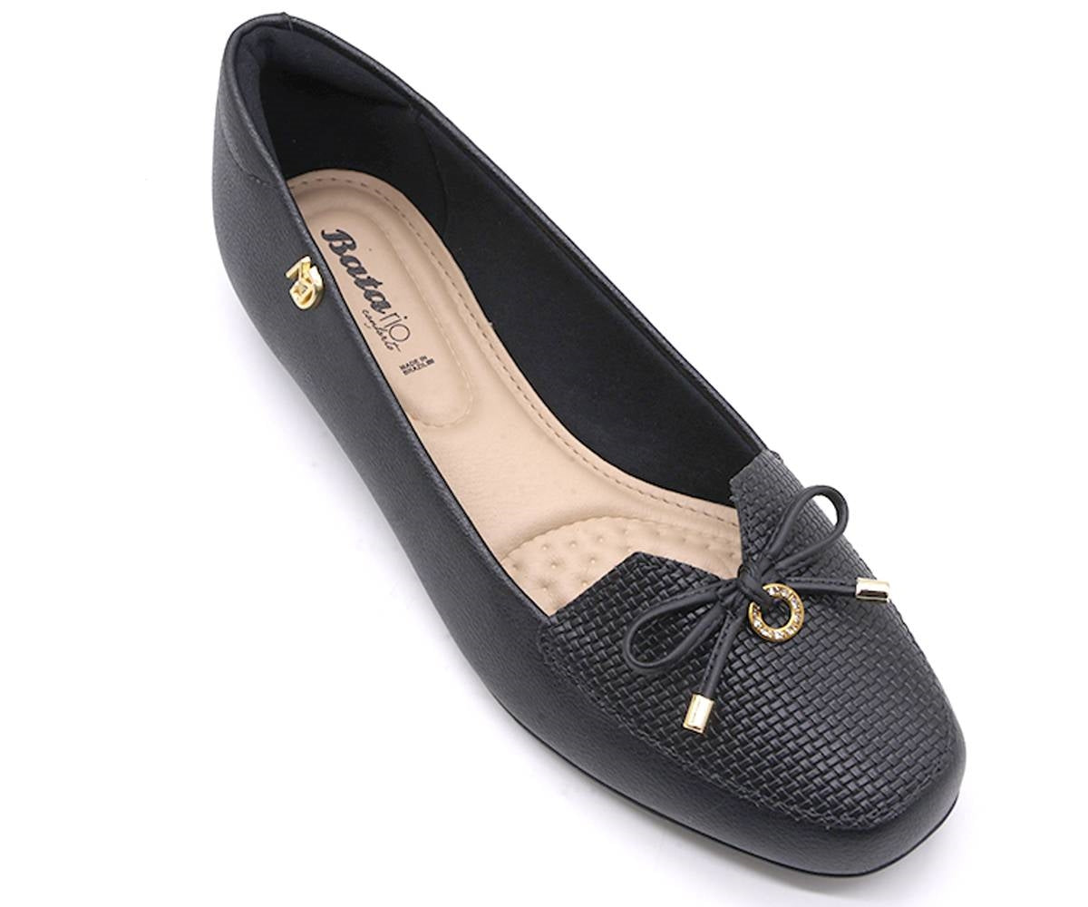 br comfy black textured flats