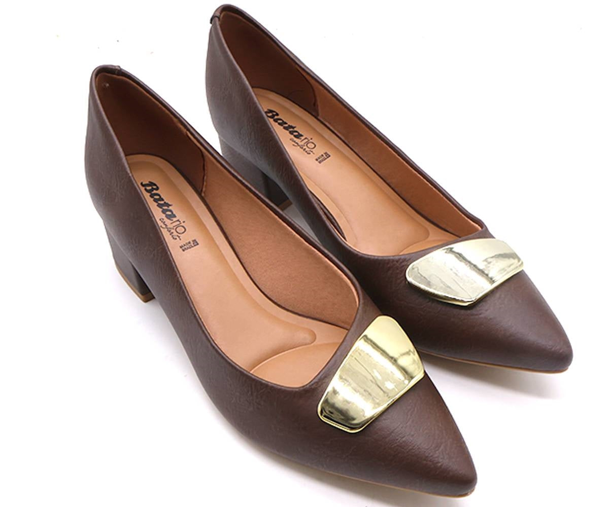 br brown gold plated block heels