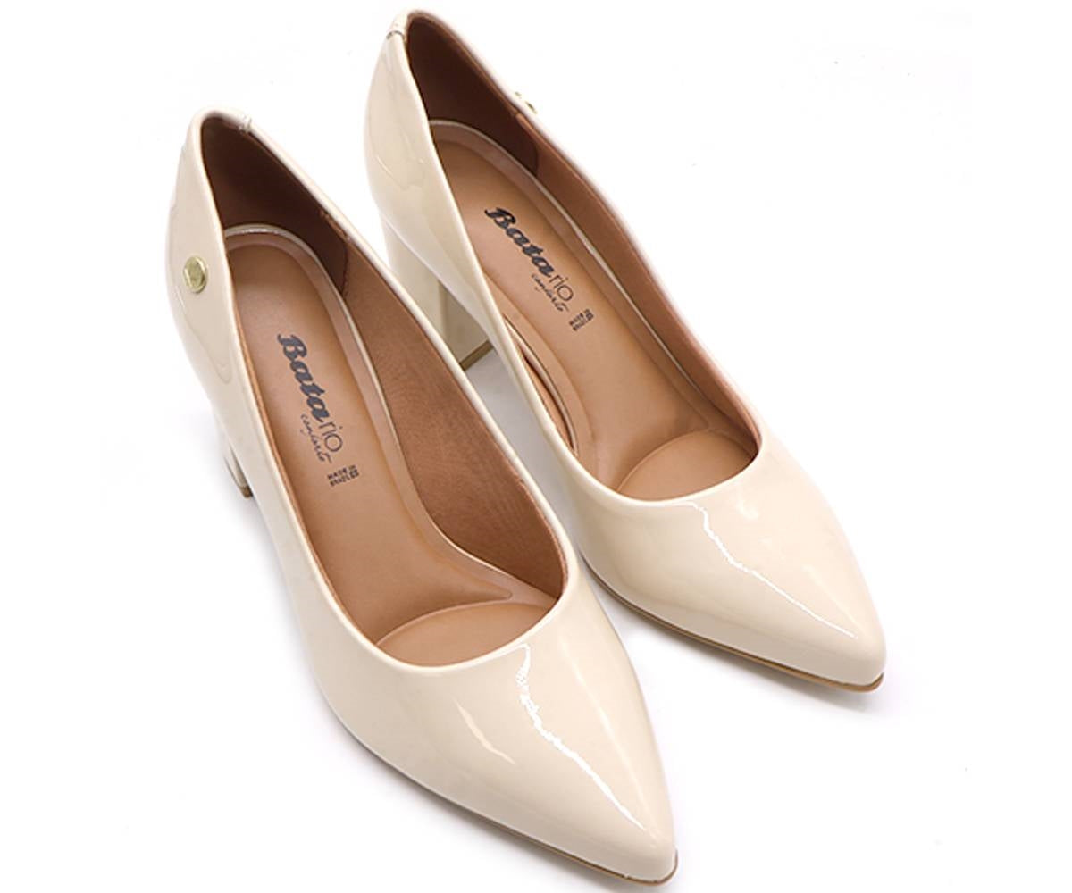 br cream block heel pumps