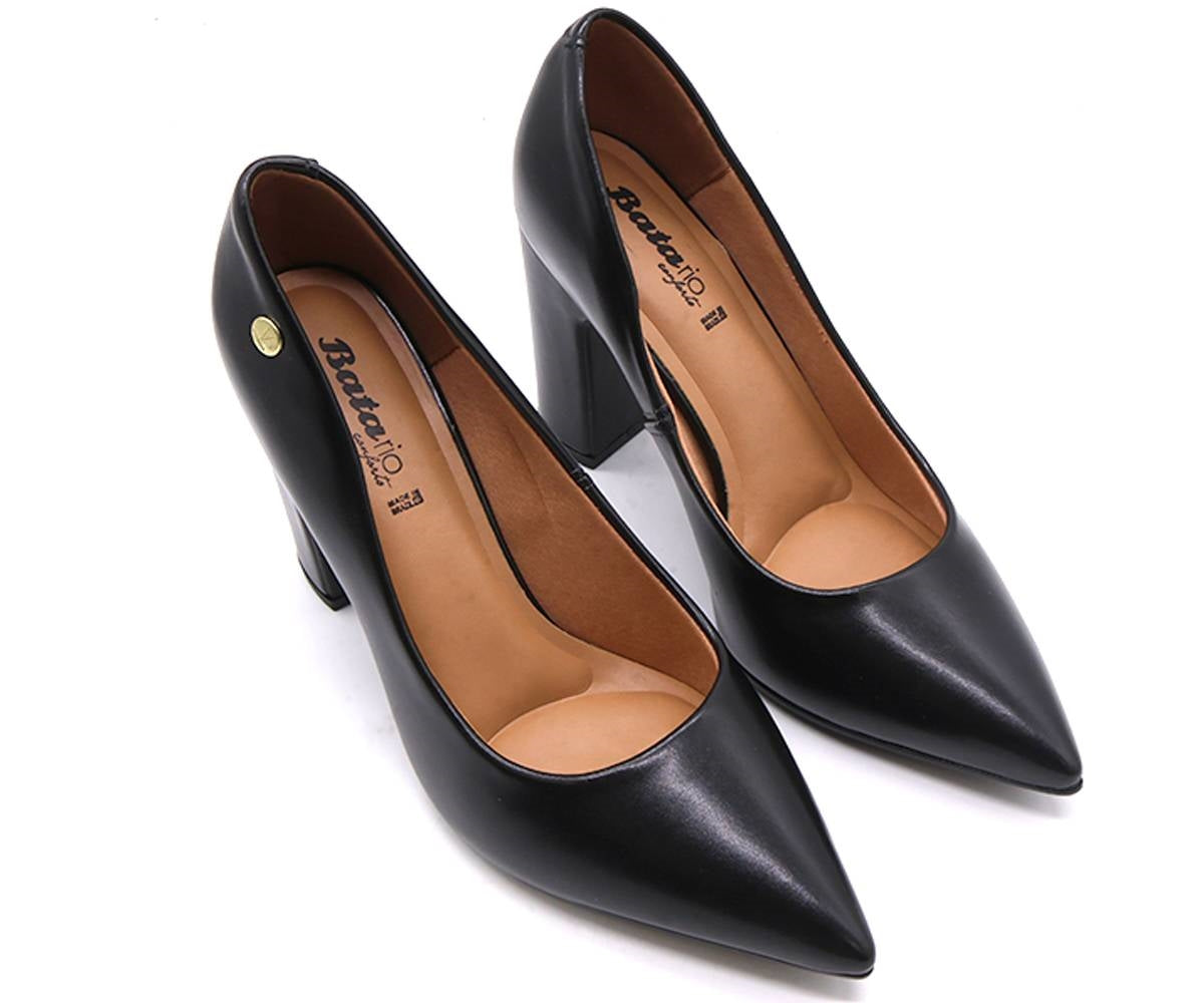 br black block heel pumps
