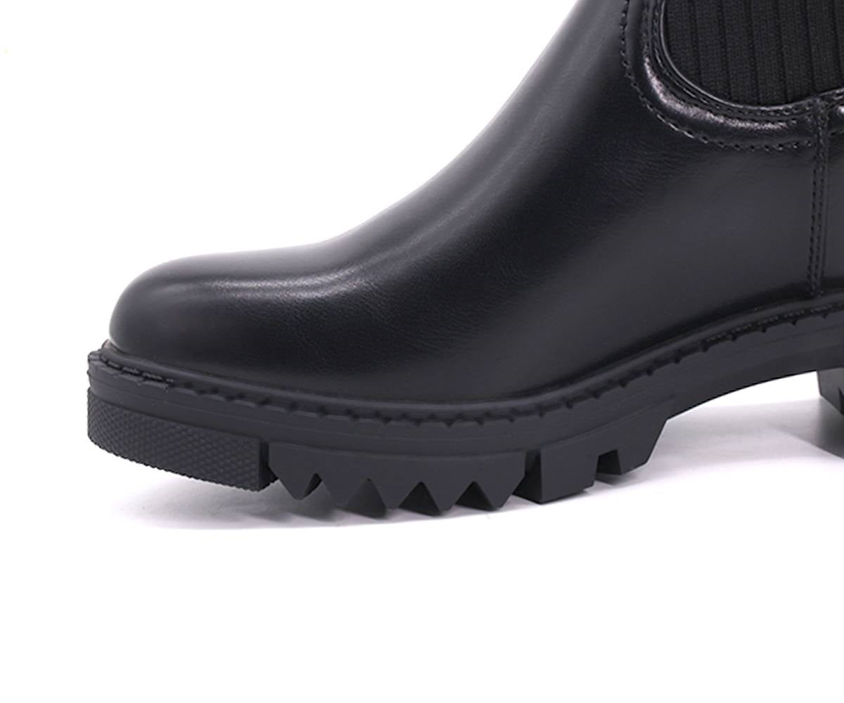 black knit-upper ankle boots