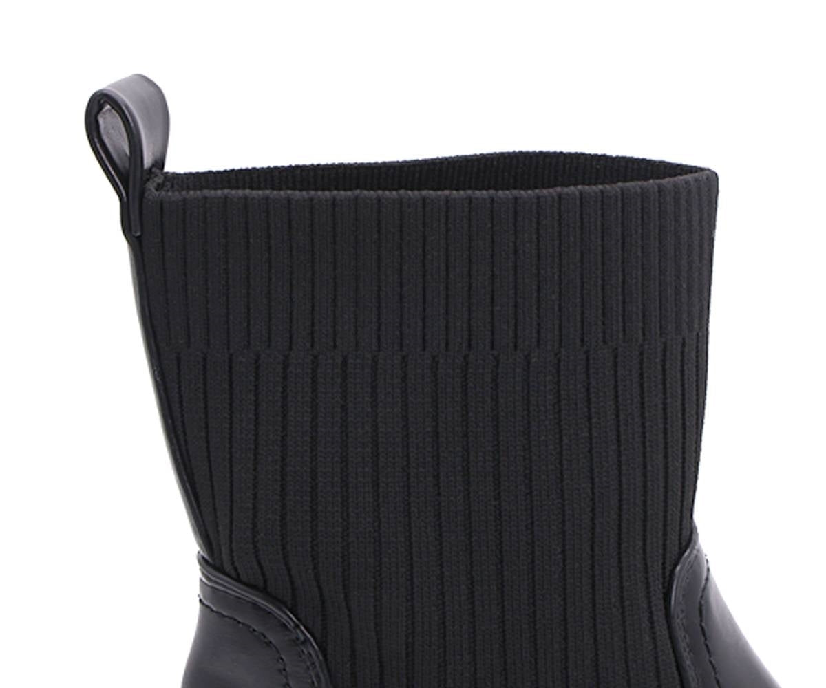 black knit-upper ankle boots