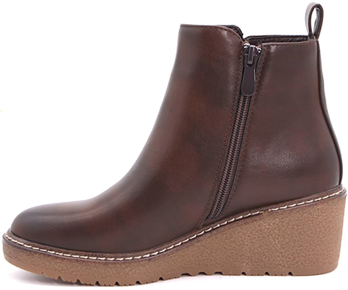 brown comfort wedge boots