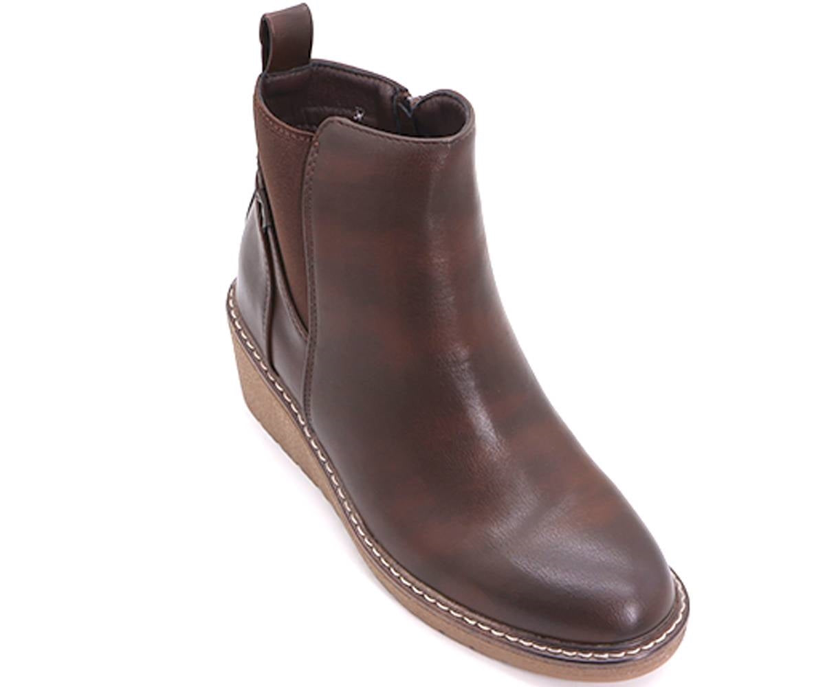 brown comfort wedge boots