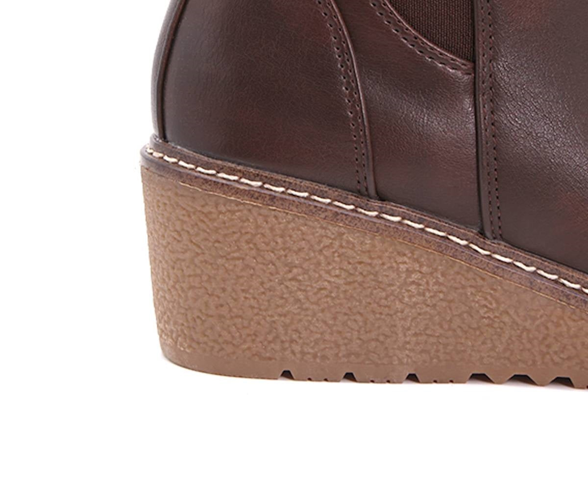 brown comfort wedge boots