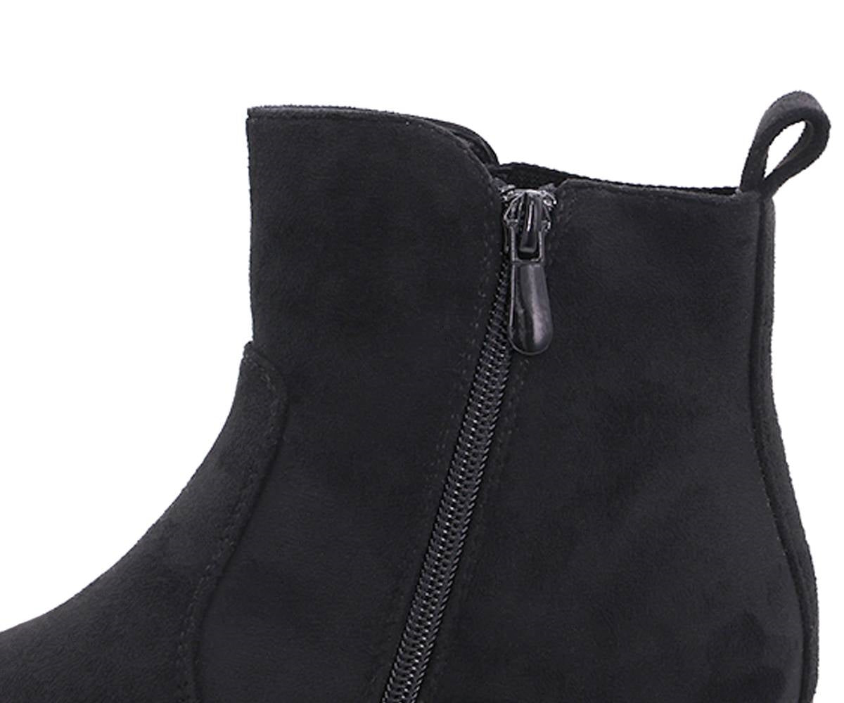 black suede comfort wedge boots