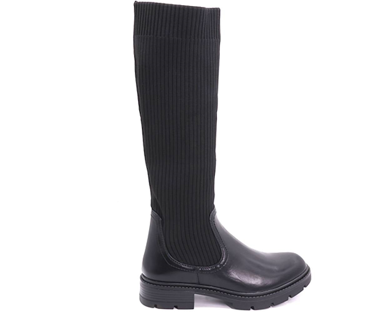 black knit-upper calf boots