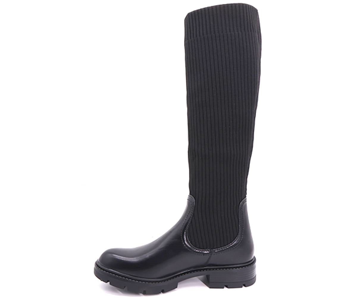 black knit-upper calf boots