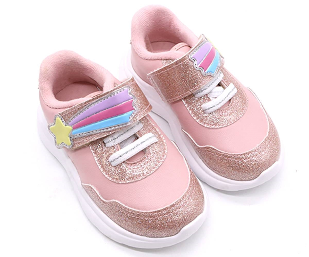 br pink rainbow glittery sneakers