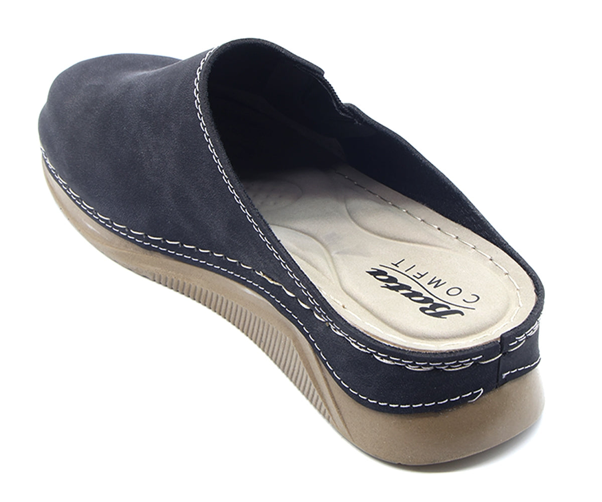 black nubuck wedge mule
