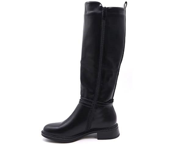 black buckled riding boot