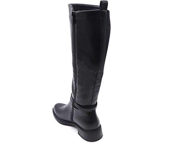 black buckled riding boot