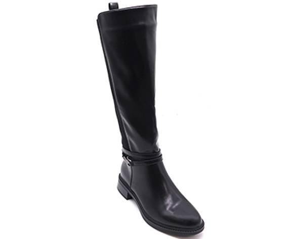 black buckled riding boot