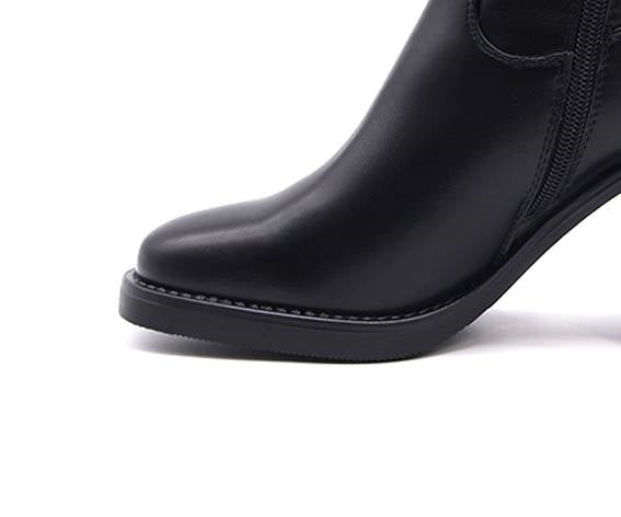 black stretch-knit high calf boot