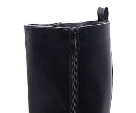 black stretch-knit high calf boot