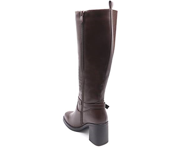 brown stretch-knit high calf boot