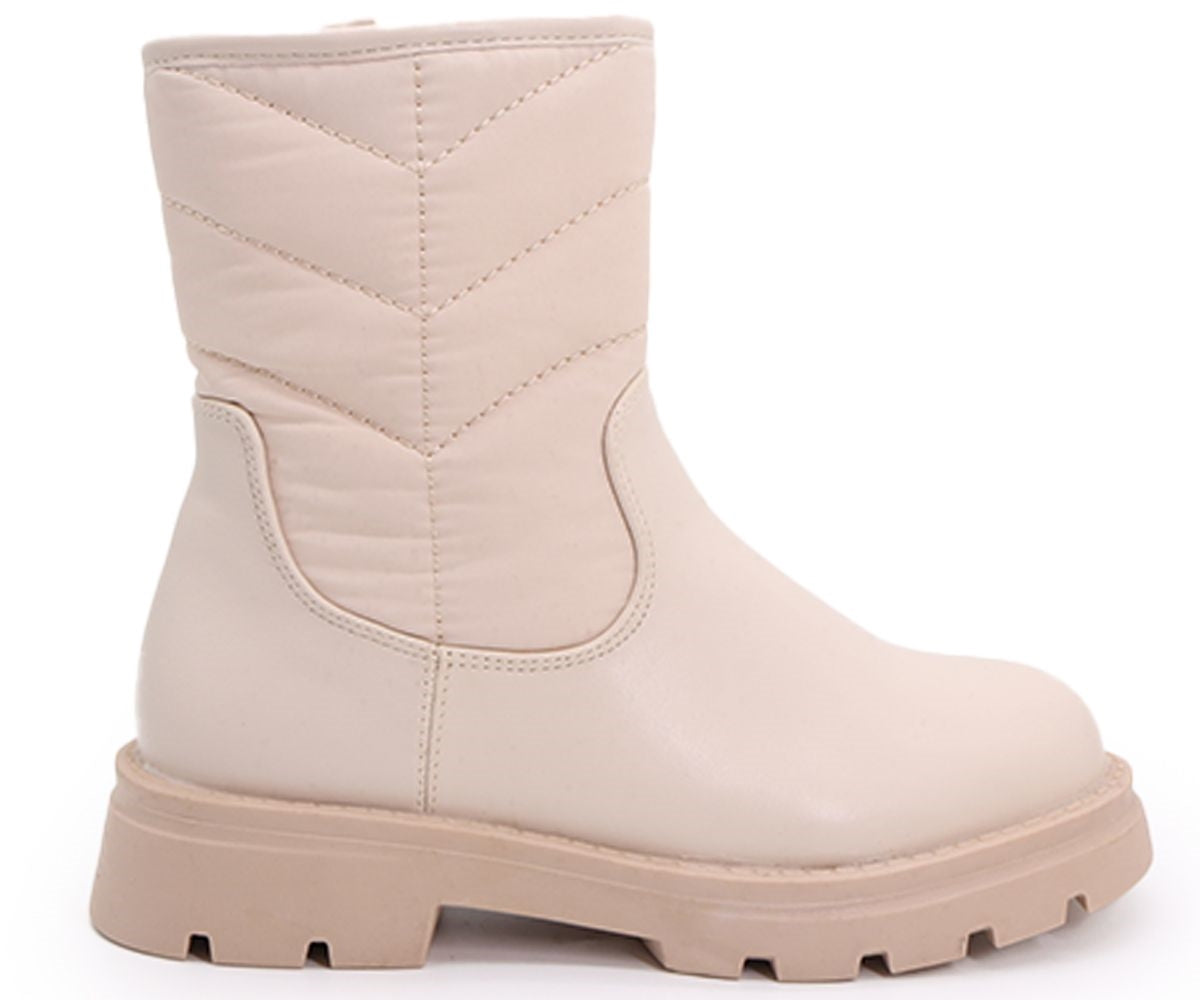 girls cream puffer boot