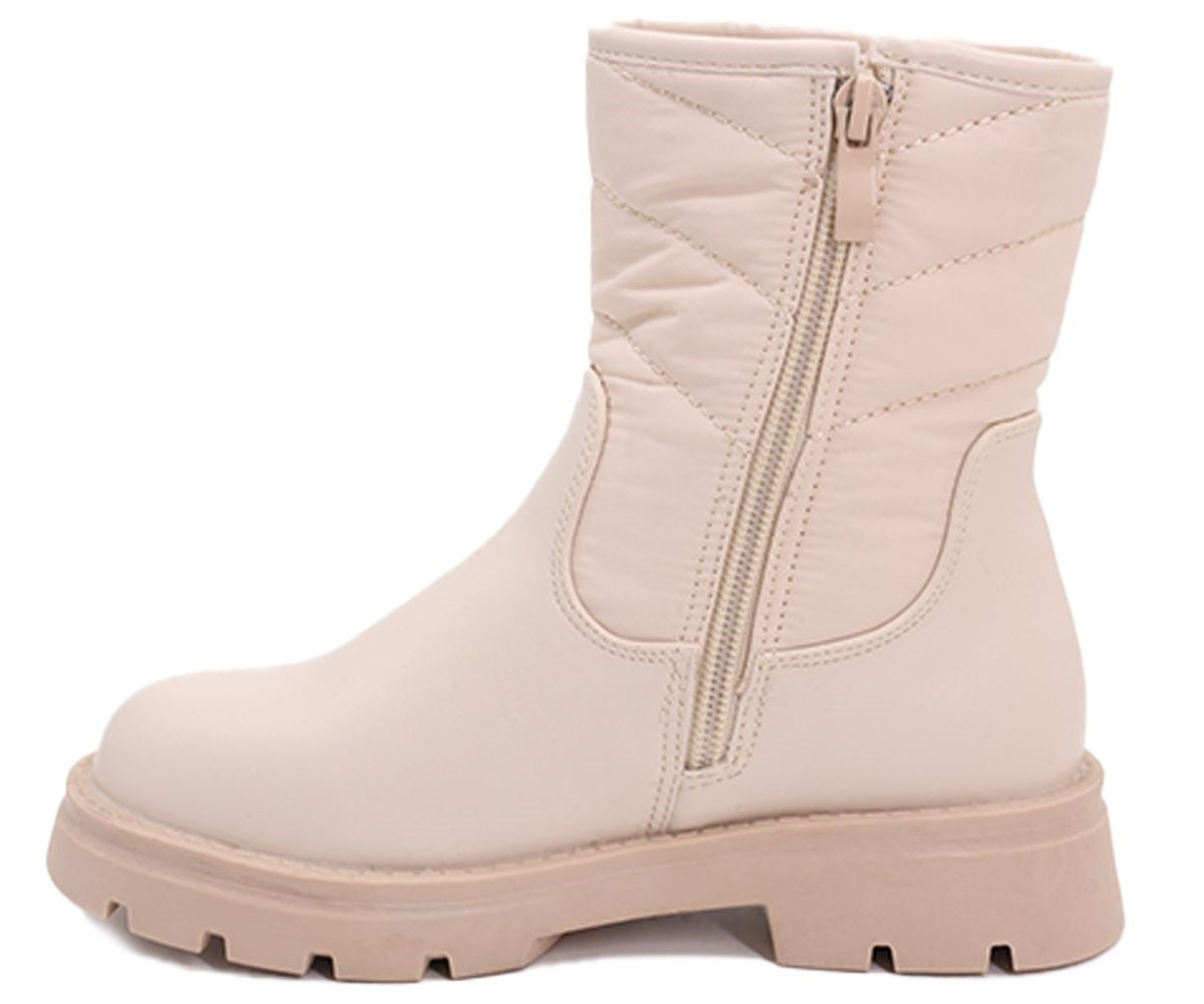 girls cream puffer boot