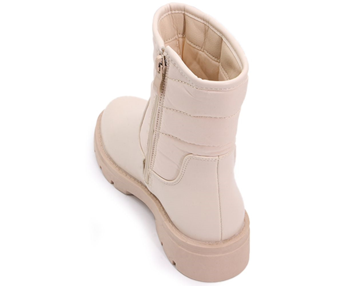 girls cream puffer boot